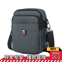 Swiss Single Shoulder Bag Mens Multifunctional Purse Wear Leather Belt Dual-use Canvas Business Cableway Bag Men Casual Little Satchel Bag