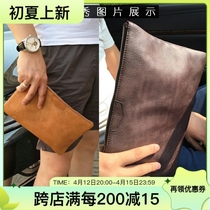 Mens handbag genuine leather light extravagant minimalist with large capacity headlayer cow leather hand grip with bag soft leather business casual upscale