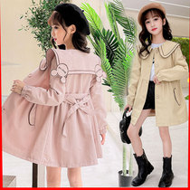 Childrens clothing girl jacket 2021 autumn clothing new middle and big girl foreign style long princess windbreaker tide
