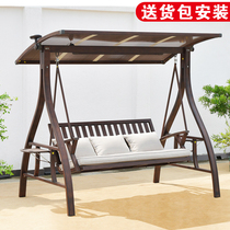 Outdoor Autumn-yard Courtyard Double Hanging Chair Garden Aluminum Alloy Iron Art Rocking Chair Home Outdoor Balcony Net Red Swing