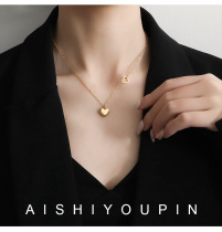 2021 Japanese and Korean simple 18K gold package light luxury double love choker necklace Joker exquisite small anklet female
