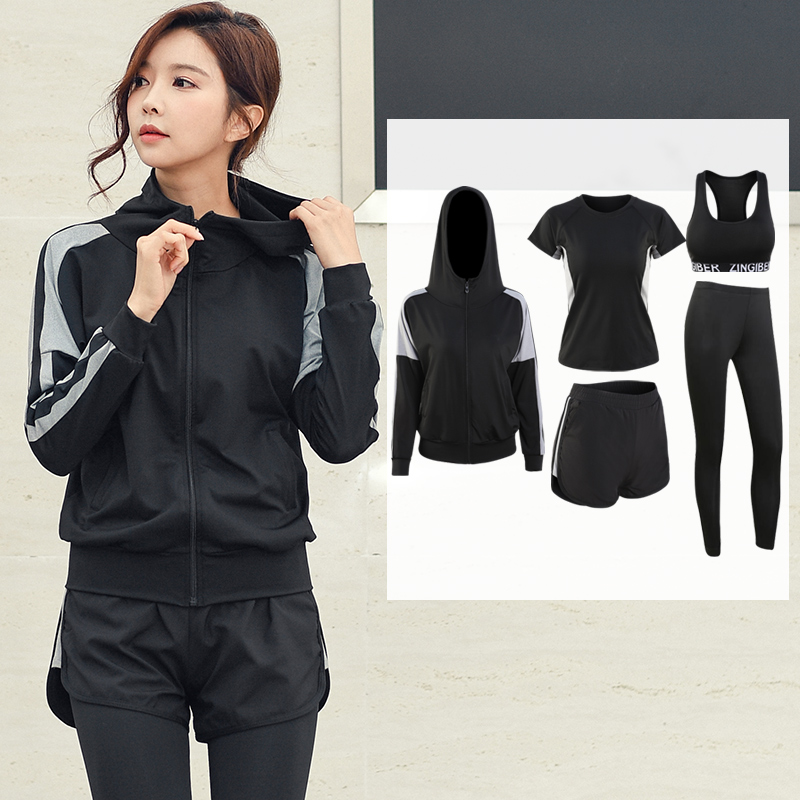 Fitness kit womens big size net red speed dry clothes loose morning run five-piece set gym sports running yoga clothes women