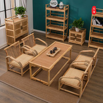 Simple bamboo rattan tatami tea table home Chinese floating window small tea table Zen low table balcony creative solid wood table and chair