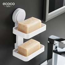 Soap box suction cup wall-mounted drain Nordic soap holder Creative punch-free nail-free bathroom double-layer shelf