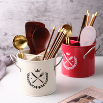 Add a little fun creative Nordic retro tableware storage tube Household knives forks spoons chopsticks tube Creative grid drain cage frame