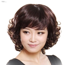 Cover white hair small curly hair old wig real mother middle-aged lady short curly hair natural fluffy realistic simulation