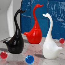 Shaking sound Net red creative Swan toilet brush cherry long handle ceramic cute brush no dead angle cleaning special artifact