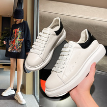 2022 Spring and Autumn New Tide brand thick-bottomed white shoes womens inner leather Joker couple casual muffin board shoes men