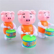 Childrens winding clockwork drumming pig toy Baby infant puzzle strength 1-3 boys and girls small toys