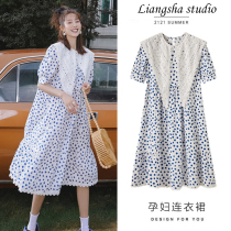 Pregnant women summer dresses summer new 2021 short-sleeved top high-end maternity summer suit summer skirt