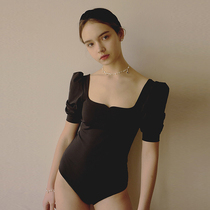 CK QIOM one-piece swimsuit womens summer conservative cover belly thin cute 2021 new sexy small chest swimming suit