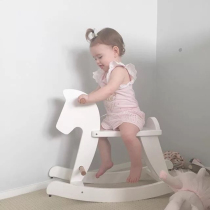 Butter mother ins custom childrens solid wood rocking horse detachable toy Trojan horse 6 1 gift birthday gift