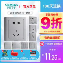 Switch socket Siemens silver gray switch 86 type vision with fluorescent five-hole single control package