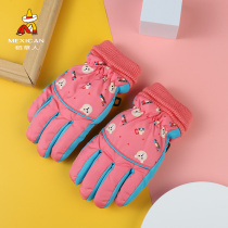 Scarecrow children's gloves winter warm plus velvet padded winter girl baby plush cute ski cotton gloves