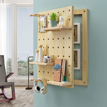 Electric meter box shielding hole board solid wood storage rack wall decoration painting Nordic creative partition wall hanging storage rack