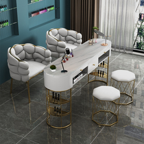 Net red marble nail art table special economical single and double ins net red nail art table and chair set light luxury wind