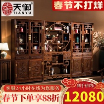 Redwood bookcase new Chinese bookcase antique shelf display cabinet tea shelf furniture rack chicken wing wood duobao pavilion