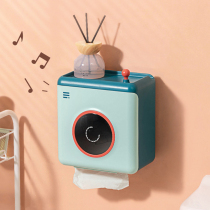 Toilet waterproof tissue box non-perforated wall type hand wipe large roll paper holder toilet paper rack bathroom rack