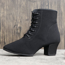 Dan Bo Luo modern dance shoes women high-top rubber bottom Black Waltz 5cm with high national standard dance professional dance shoes