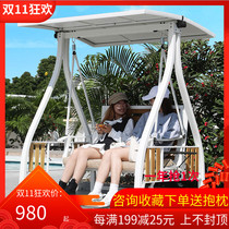Outdoor swing chair rocking chair balcony home leisure basket aluminum alloy White outdoor courtyard Net Red Swing Swing
