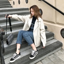 2021 spring and autumn new leather jacket women loose bf wind student wild PU short large size motorcycle leather jacket tide