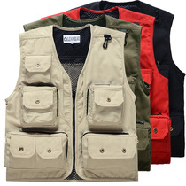 Canvas fishing padded overalls Volunteers multi-pocket photography vest custom printed advertising men Outdoor