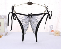 Enlarge size underwear women open crotch embroidered lace thong 200kg transparent sexy passion tease temptation T pants show