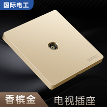 Type 86 concealed home wall a single TV TV cable socket closed circuit cable socket panel champagne gold