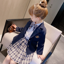 Girls small suit spring 2021 new childrens clothing female childrens college style suit foreign style childrens coat spring and autumn