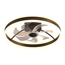 2021 New all copper fan ceiling lamp bedroom restaurant Nordic frequency conversion remote control black mute soft air ceiling fan lamp