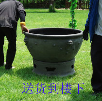 Large model retro clay tank ceramic fish tank Golden Fish Koi pot Lotus Water Lily Tank Tiger head basin diameter 100cm