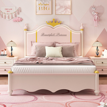 Childrens bed girl pink all solid wood princess bed 1 2 meters 1 5 meters single bed girls childrens room furniture set
