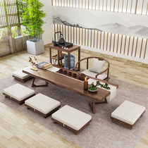 Japanese-style tatami coffee table Solid wood Zen bay window table New Chinese square log coffee table Kang table Kung Fu tea table