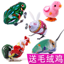 Iron frog jumping frog children Rooster small animal nostalgic Childrens Day gift puzzle clockwork chicken toy