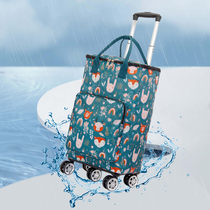 Household large capacity insulation shopping bag Shopping cart Hand trolley Portable folding rod universal wheel shopping cart