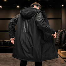 Winter down jacket mens tide card fat trend loose and fat increase thick handsome long hooded coat men