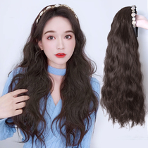  Wig Female long hair detachable hairband Wig one-piece natural wild water ripple curly hair U-shaped half net red full headgear