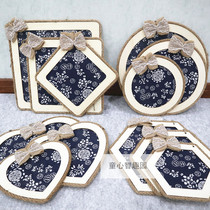 Kindergarten creative retro wooden ring hanging decoration classroom wall environment decoration blue and white fabric hand hanging decoration