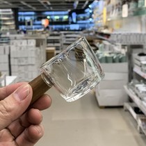 (Boss self-retained beautiful) glass wooden handle small Milk Cup mini coffee pull flower with handle heat-resistant milk jug