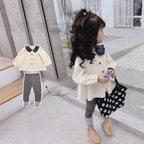 Girl set autumn 2021 new female baby Foreign style 1 Spring and Autumn 2 two-piece set fashionable 3-year-old childrens pants tide 5
