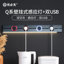 UBIK Q series wall-mounted deep space gray track socket with sensor light dual usb