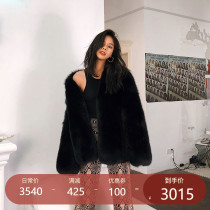 Aying fox fur fur coat female medium long whole leather fur coat classic black fur coat Haining fur