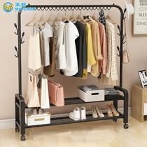 Simple hanger drying rack floor folding indoor single pole drying hanger bedroom household shelf coat rack