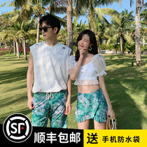 Swimming Vintage swimsuit Couple swimsuit Vacation sweet photo mens swimming trunks Girls show thin gathered ins