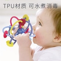 Valley rain Manhattan tooth rubber ball rocking bells baby -0-1-3-6-12 months baby hand grabbing ball grinding tooth toy