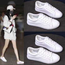 Tide brand white shoes womens 2021 spring new thin section genuine leather Korean version wild flat soft bottom breathable comfortable womens shoes