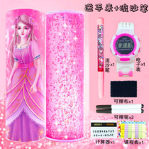Douyin Net red quicksand stationery box multi-function large capacity pen box for male and little girl High School students simple and fresh cute pencil bag ins Korean creative cartoon primary school students with student bully pencil box