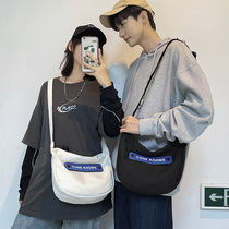 Canvas Slanted Satchel for men Tide Cards Students Brief Fashion Small Backpack Boys Cross-Pack Single Shoulder Bag Casual Mens Bag