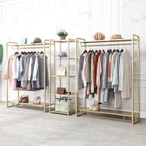 Clothing store hanger display rack Floor-standing nano gold hanging clothes rack Simple womens clothing store shelf ins