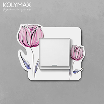 Tulip switch sticker protective sleeve Creative European Acrylic socket sleeve Switch decorative sleeve Switch protective sticker sleeve